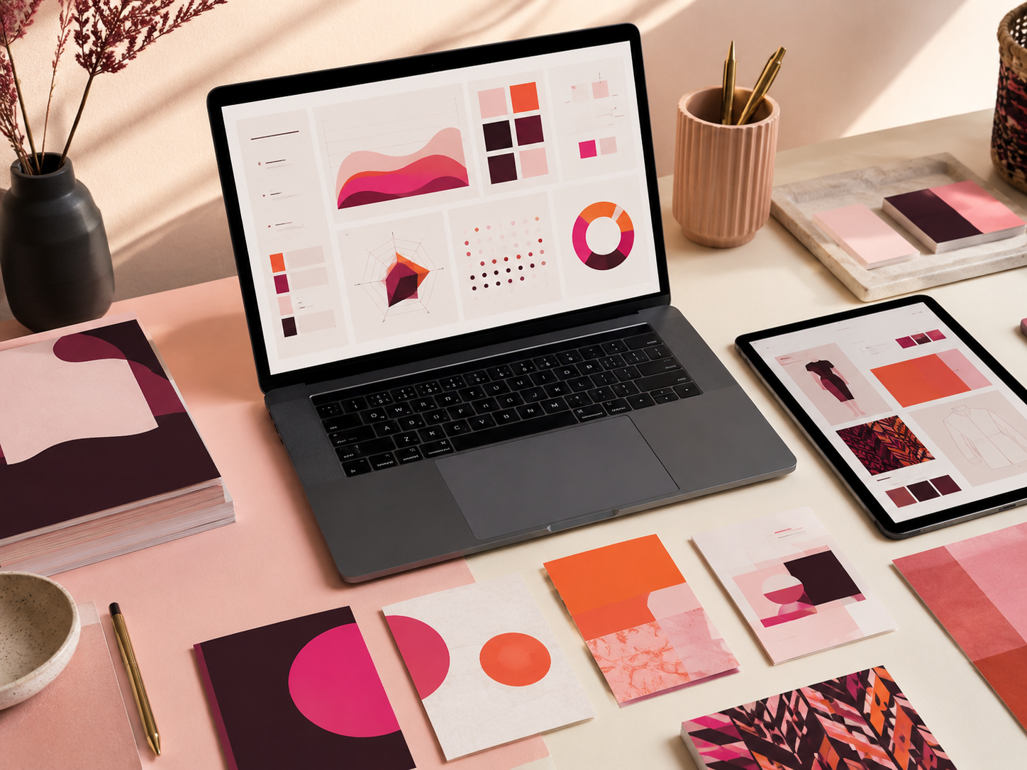 Digital planning templates displayed on a laptop and tablet